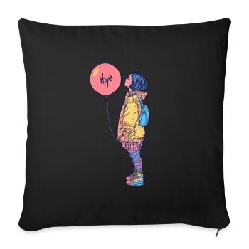 Little Girl With Balloon Dream Of Hope - Sofa pillow with filling 45cm x 45cm - black - Front