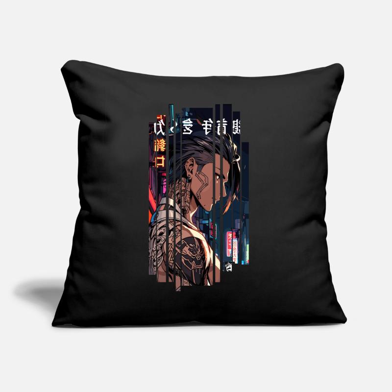 Roter Cyber Tätowierter Mann Sofakissen mit Füllung 45 x 45 cm