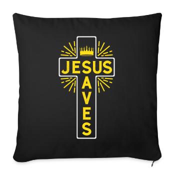 Jesus Saves Cross Faith Savior Christ Jesus - Sofa pillow with filling 45cm x 45cm - black - Front