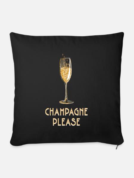 und Prosecco - Please - Sofakissen mit Füllung 45 x 45 cm - Schwarz
