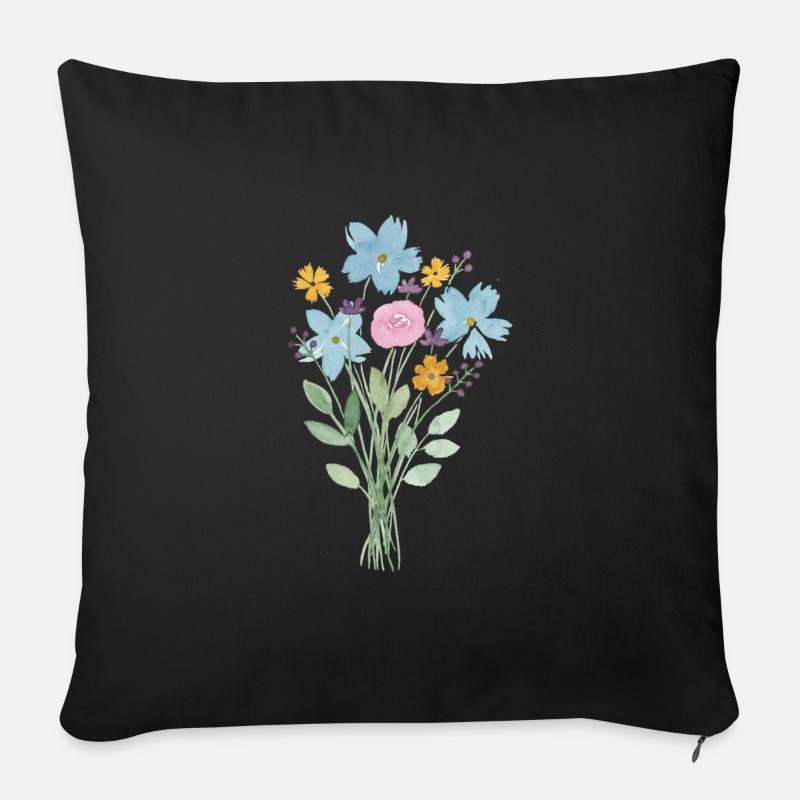 Blumenstrauss - Sofakissen mit Füllung 45 x 45 cm - Schwarz