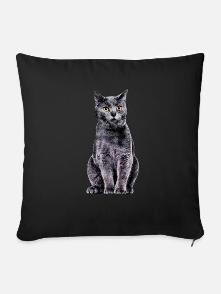 Kartäuserkatze - Sofakissen mit Füllung 45 x 45 cm - Schwarz
