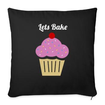 lets bake cake - Sofa pillow with filling 45cm x 45cm - black - Front