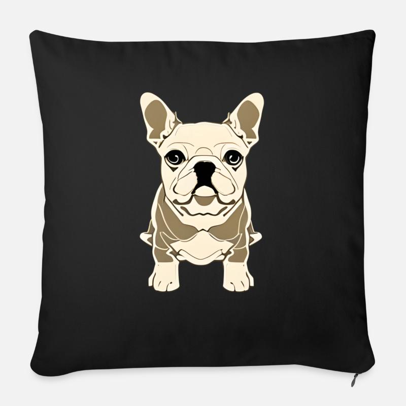 Motif d’impression graphique de conception de bouledogue français - Coussin et housse de 45 x 45 cm - noir