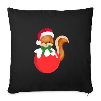 Noël Écureuil, Noël, Écureuil - Coussin et housse de 45 x 45 cm - noir - Devant