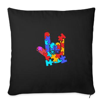 Langue des signes ASL sourd - Coussin et housse de 45 x 45 cm - noir - Devant