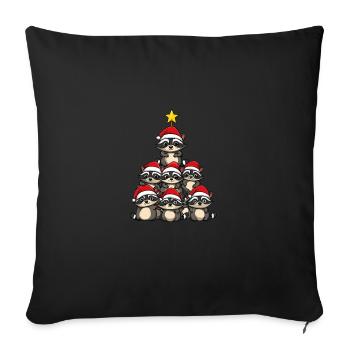 Waschbär Weihnachten Christbaum - Sofakissen mit Füllung 45 x 45 cm - Schwarz - Vorne
