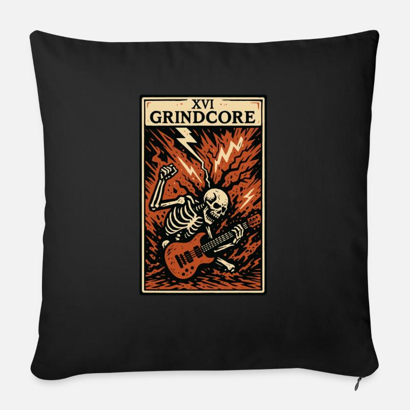 Carte de tarot Grindcore – Explosive Skeleton Shred - Coussin et housse de 45 x 45 cm - noir