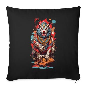 Japanese Yokai Lion Popart Aesthetic Design - Sofa pillow with filling 45cm x 45cm - black - Front