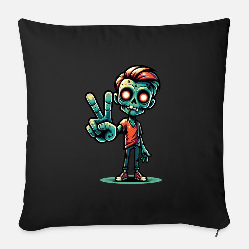Zombie Peacezeichen - Sofakissen mit Füllung 45 x 45 cm - Schwarz