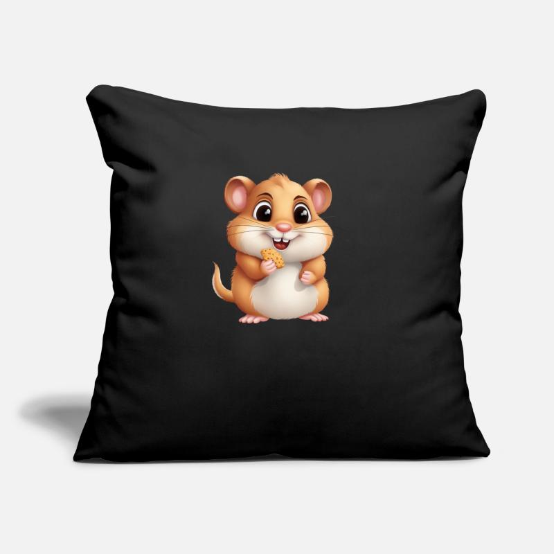 Cute hamster eats a cookie for kids and babies Sofa pillow with filling 45cm x 45cm