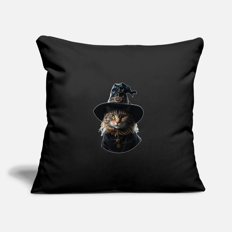 Chat sorcière Halloween Coussin et housse de 45 x 45 cm