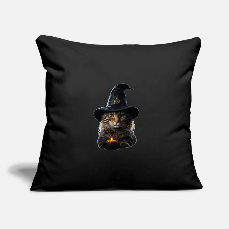 Hexenkater Halloween Sofakissen mit Füllung 45 x 45 cm