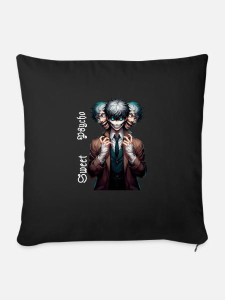 SweetPsycho Animestyle - Sofakissen mit Füllung 45 x 45 cm - Schwarz