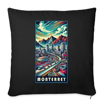 Monterrey Mexico City Travel Design - Sofa pillow with filling 45cm x 45cm - black - Front