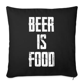 La bière, c’est de la nourriture - Coussin et housse de 45 x 45 cm - noir - Devant