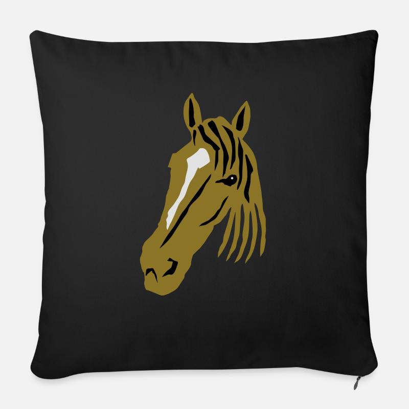 Pferdekopf - Sofakissen mit Füllung 45 x 45 cm - Schwarz