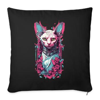 Gloomy Gothic Sphynx Cat Pastel Goth Design - Sofa pillow with filling 45cm x 45cm - black - Front