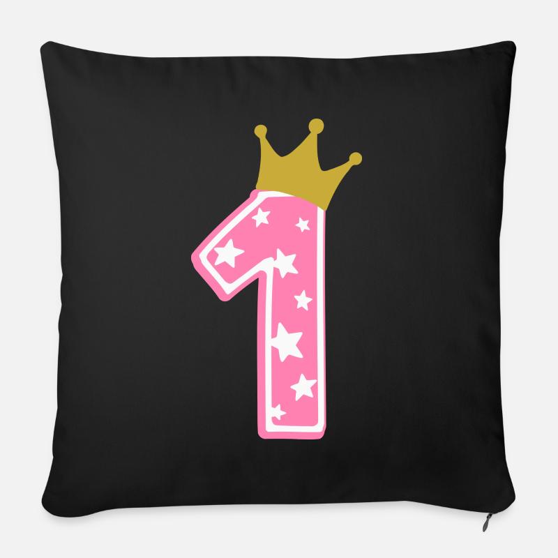 1 Krone 1. Geburtstag 1 Jahr - Sofakissen mit Füllung 45 x 45 cm - Schwarz