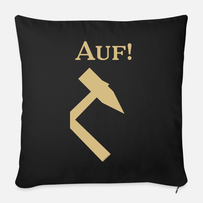 Partnershirt - Glück Auf! - Auf - Sofakissen mit Füllung 45 x 45 cm - Schwarz