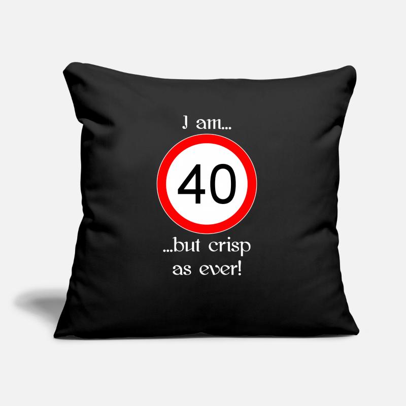 40 years but crisp script white Sofa pillow with filling 45cm x 45cm