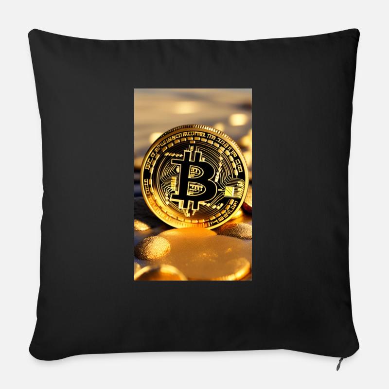 Bitcoin 02 - Coussin et housse de 45 x 45 cm - noir