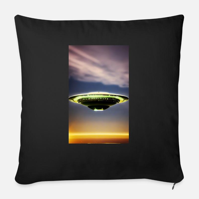 OVNI dans le ciel - Coussin et housse de 45 x 45 cm - noir