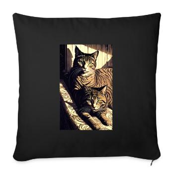Chat | Animal de compagnie | Fan de chat | mignon | Chaton - Coussin et housse de 45 x 45 cm - noir - Devant