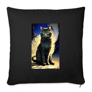 Chat | Animal de compagnie | Fan de chat | mignon | Chaton - Coussin et housse de 45 x 45 cm - noir - Devant