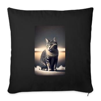 Chat | Animal de compagnie | Fan de chat | mignon | Chaton - Coussin et housse de 45 x 45 cm - noir - Devant