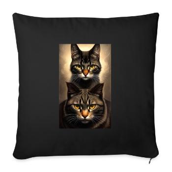Chat | Animal de compagnie | Fan de chat | mignon | Chaton - Coussin et housse de 45 x 45 cm - noir - Devant