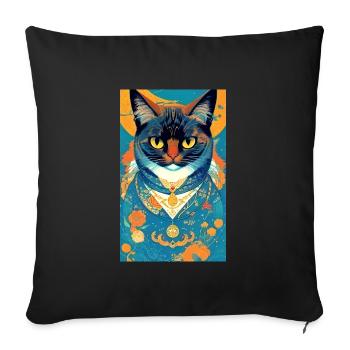 Chat | Animal de compagnie | Fan de chat | mignon | Chaton - Coussin et housse de 45 x 45 cm - noir - Devant