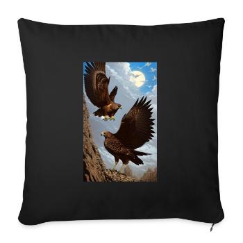 Aigle | Oiseaux | Liberté | Animaux - Coussin et housse de 45 x 45 cm - noir - Devant