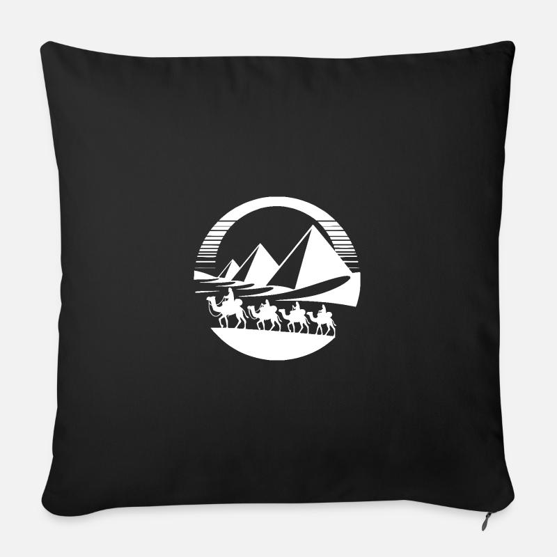 Wüstenkarawane mit Pyramiden im Hintergrund - Sofakissen mit Füllung 45 x 45 cm - Schwarz