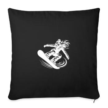 Wintersport Snowboarderin im Action Sprung - Sofakissen mit Füllung 45 x 45 cm - Schwarz - Vorne