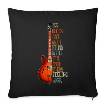 Guitar Blues Music Gift pour musiciens - Coussin et housse de 45 x 45 cm - noir - Devant