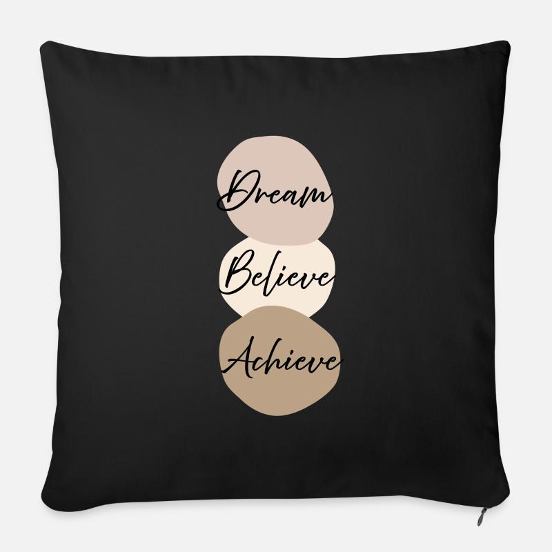 Dream Believe Achieve Boho Aesthetic Minimal Tee - Sofakissen mit Füllung 45 x 45 cm - Schwarz