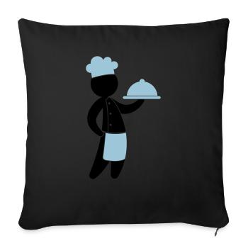 A gourmet chef serves guests - Sofa pillow with filling 45cm x 45cm - black - Front
