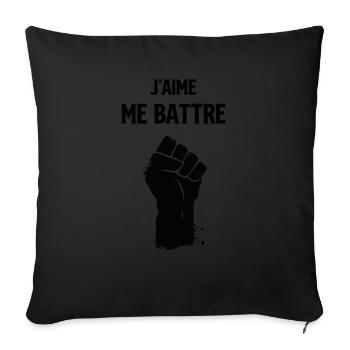 J'aime me battre - Coussin et housse de 45 x 45 cm - noir - Devant