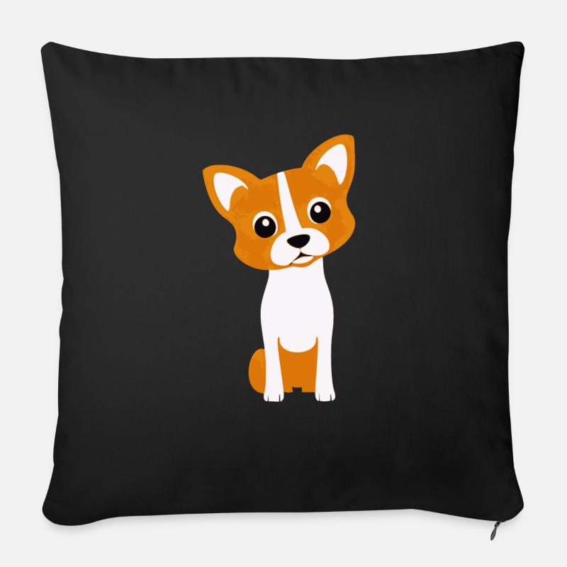 mignon Chibi Dog bébé chiot - Coussin et housse de 45 x 45 cm - noir