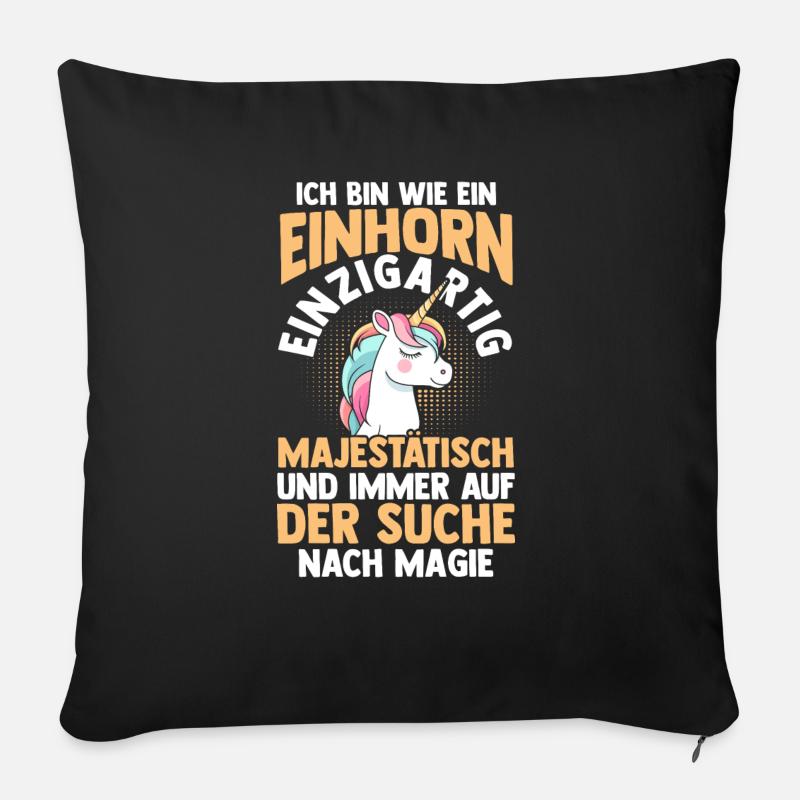 Einhorn - Sofakissen mit Füllung 45 x 45 cm - Schwarz