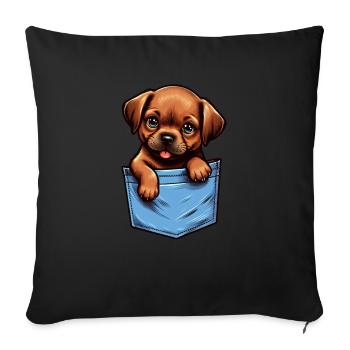Pocket Puppy Charm - Sofakissen mit Füllung 45 x 45 cm - Schwarz - Vorne