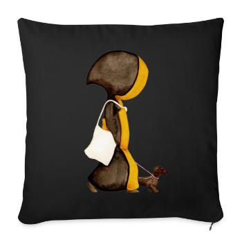 Münchner Kindl with jute bag and dachshund - Sofa pillow with filling 45cm x 45cm - black - Front