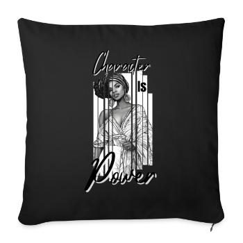 Character is Power - Milas Christian Streetwear - Sofakissen mit Füllung 45 x 45 cm - Schwarz - Vorne