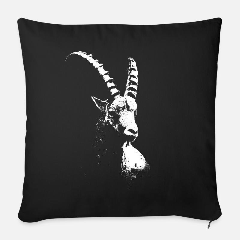 Steinbock Alpentiere - Sofakissen mit Füllung 45 x 45 cm - Schwarz