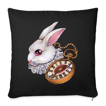 Weißes Kaninchen Hase mit Taschenuhr Alice Style - Sofakissen mit Füllung 45 x 45 cm - Schwarz - Vorne