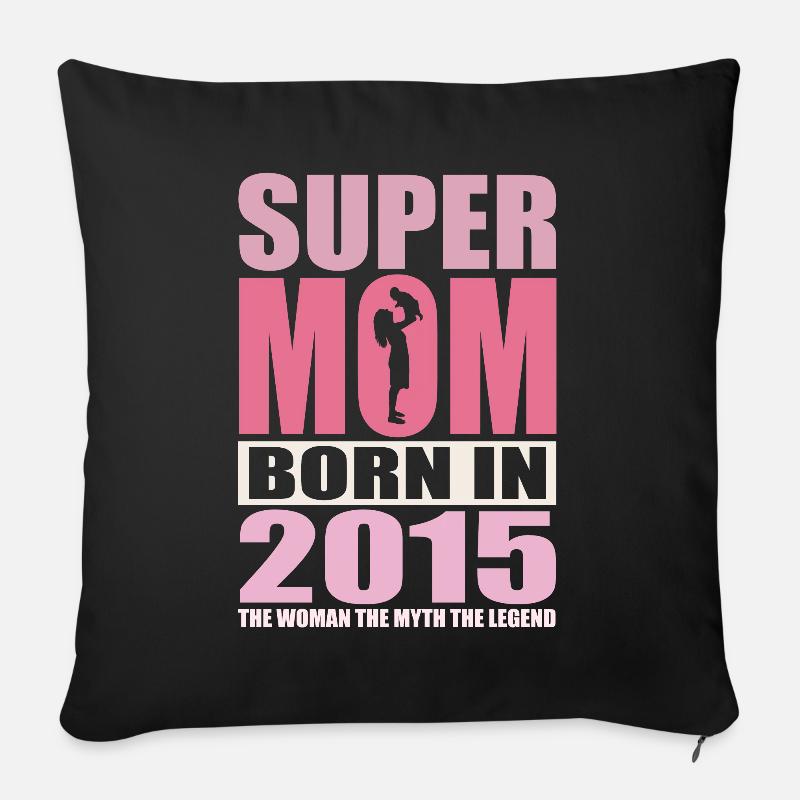 Mama Geburtstag 2015 | Super Mom - Sofakissen mit Füllung 45 x 45 cm - Schwarz