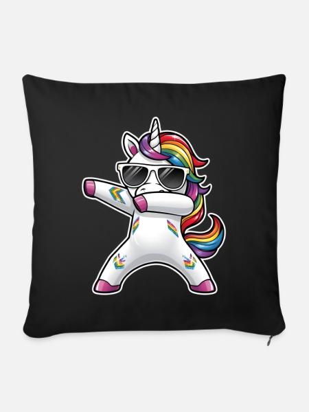 Dabbing Einhorn - Sofakissen mit Füllung 45 x 45 cm - Schwarz