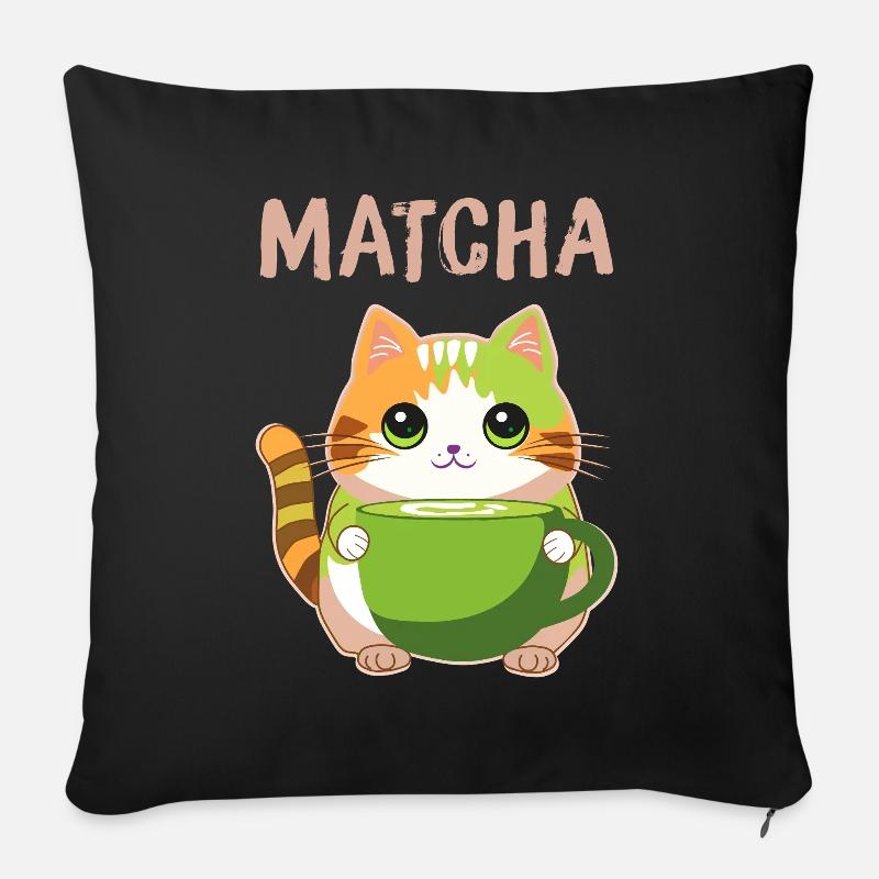 Matcha Katze - Sofakissen mit Füllung 45 x 45 cm - Schwarz
