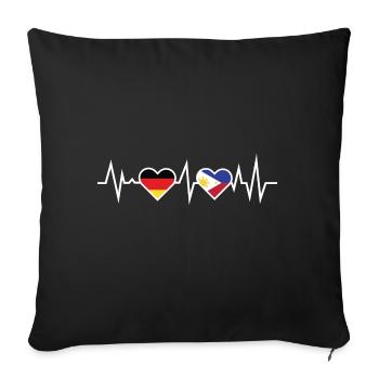 Heartbeat Allemagne Philippines / Chemise de vacances - Coussin et housse de 45 x 45 cm - noir - Devant